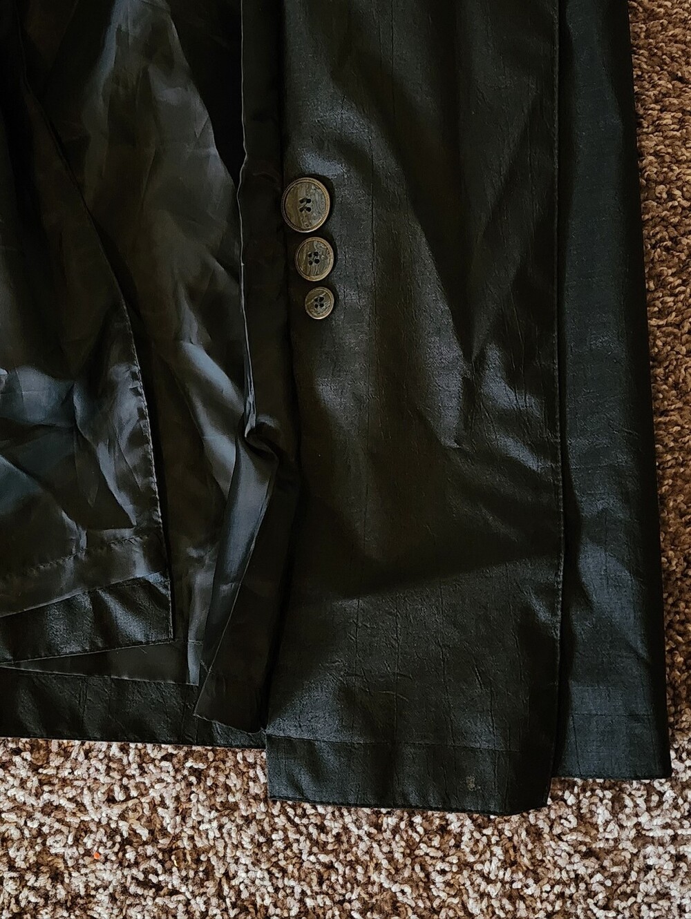 Vintage British Mist Black Double Belted Trench Rain Coat Sz 14 - Picture 14 of 15
